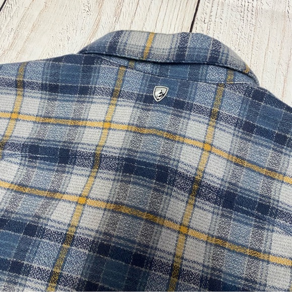 Kuhl Blue and Yellow Plaid Button Down Shirt Medium - Picture 7 of 11
